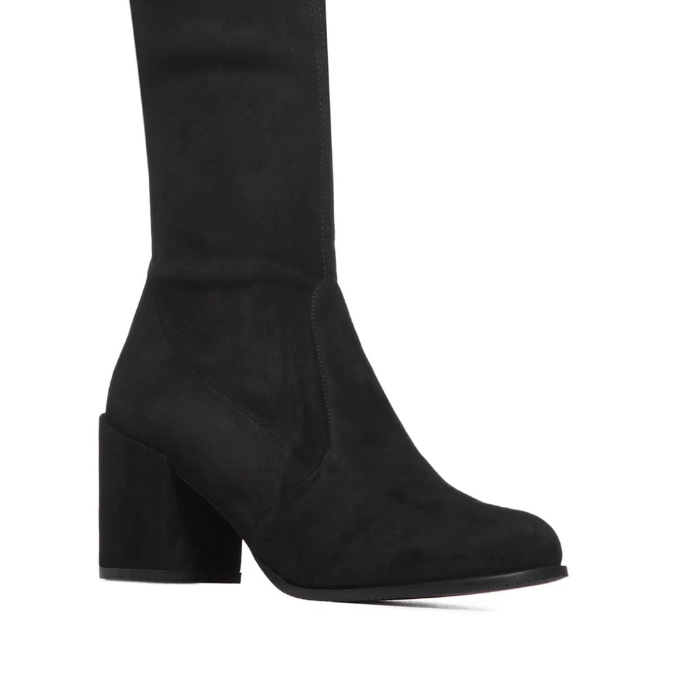 Stuart Weitzman Tieland Over-the-Knee Suede Boots Black Block Heel Size 37 - Picture 6 of 13